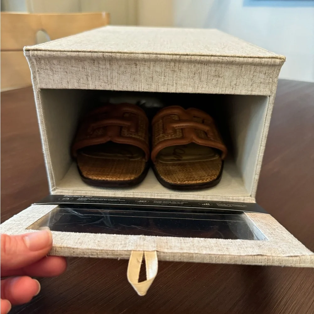 Drop-front linen shoe box - The Container Store